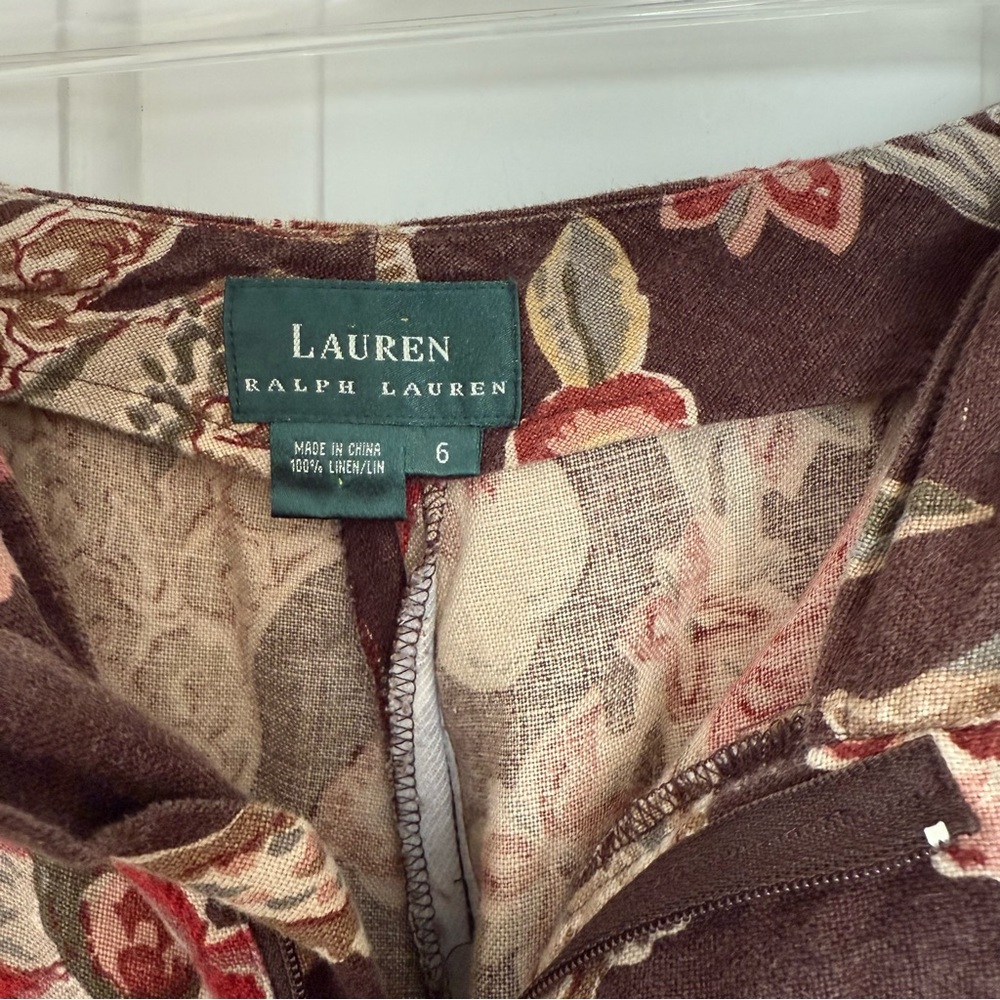 LAUREN Ralph Lauren floral print linen pants S:6 - Picture 3 of 3